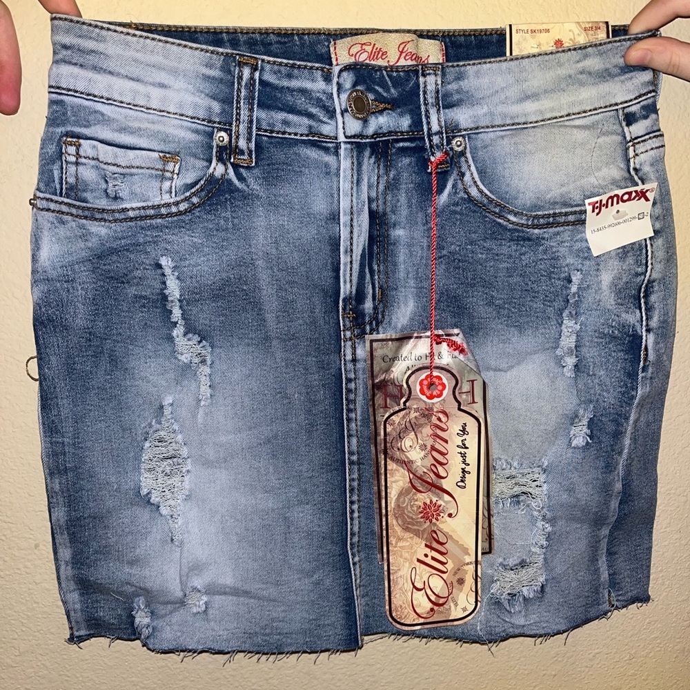 light blue jean skirt, size 3/4